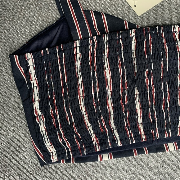 Navy Blue Stripe Crop Top - Picture 3 of 4